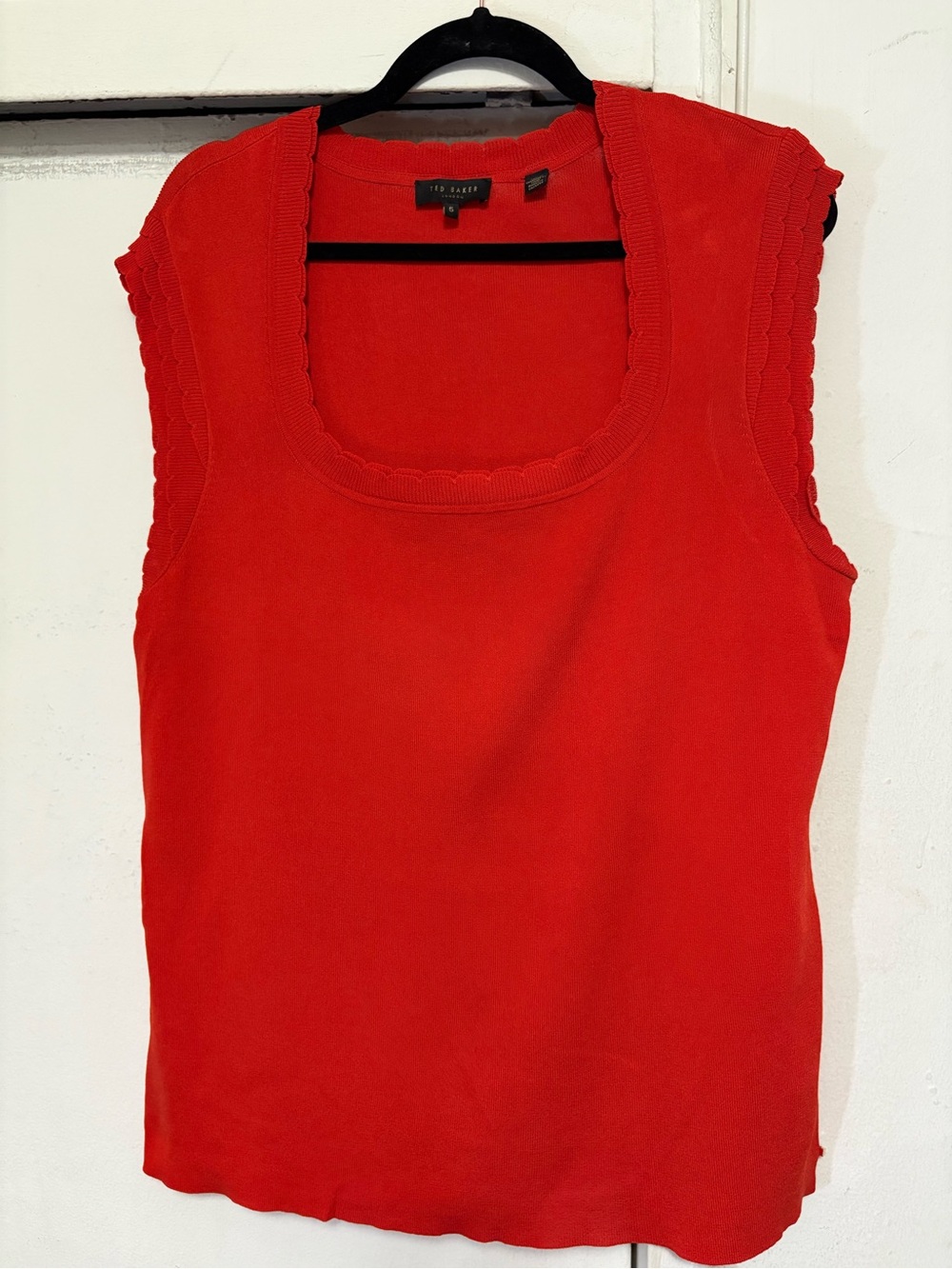 Ted Baker Red Scalloped-Edge Sleeveless Knit Tank